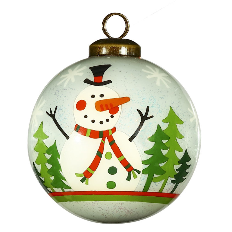 Ornement boule festive en forme de bonhomme de neige scintillant