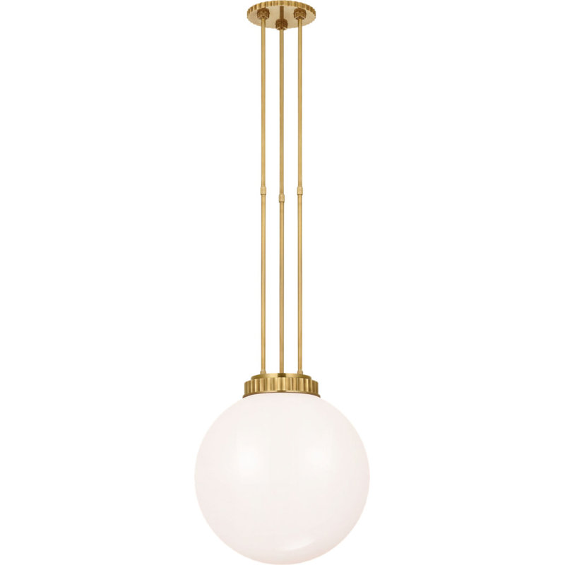 Cavill 16" Pendant with White Glass, Natural Brass