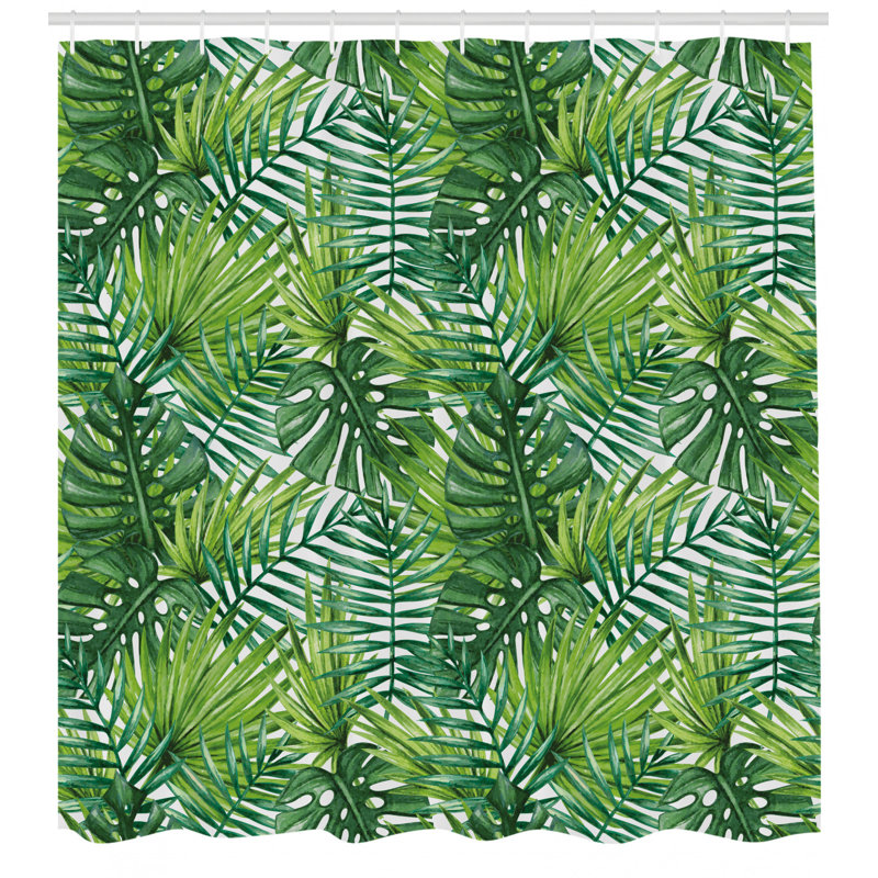 Ensemble de rideau de douche Leaf + crochets, H 69 po x l 105 po