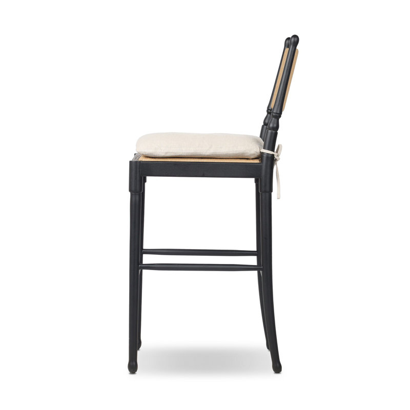 Fayth Stool with Cushion, Bar Stool (29.5” Seat Height)”, Stained Black Ash Frame