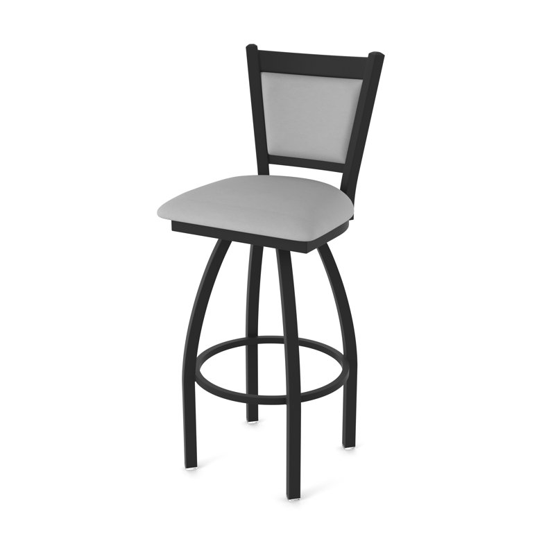 Tabouret pivotant Hadleigh, Noir froissé, Vinyle - gris Folkstone Canter, Tabouret de bar (siège d’une hauteur de 30 po)