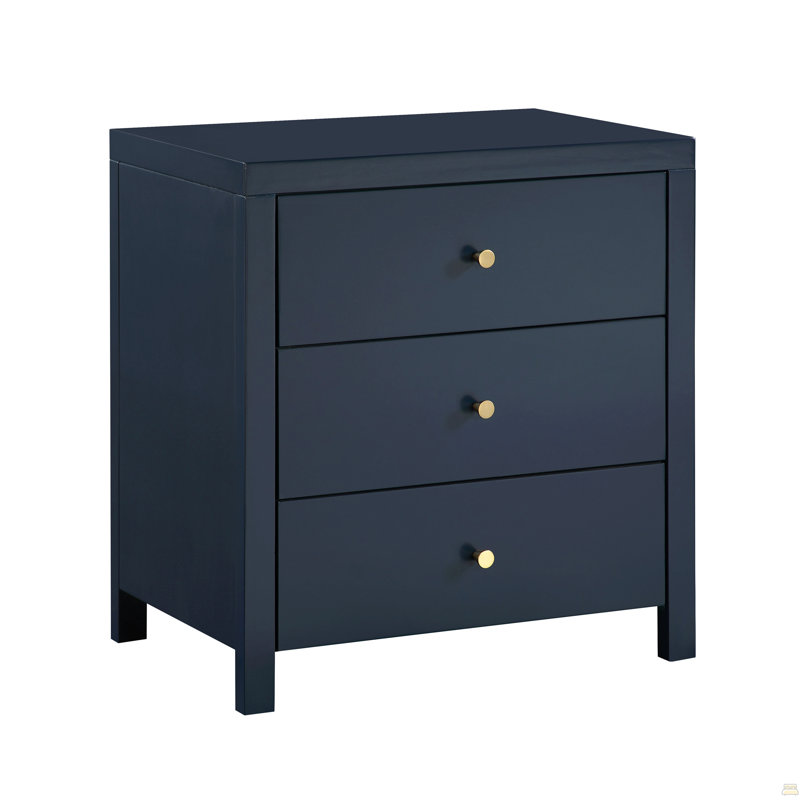 Table de chevet 3 tiroirs Nevarre - Bleu minuit
