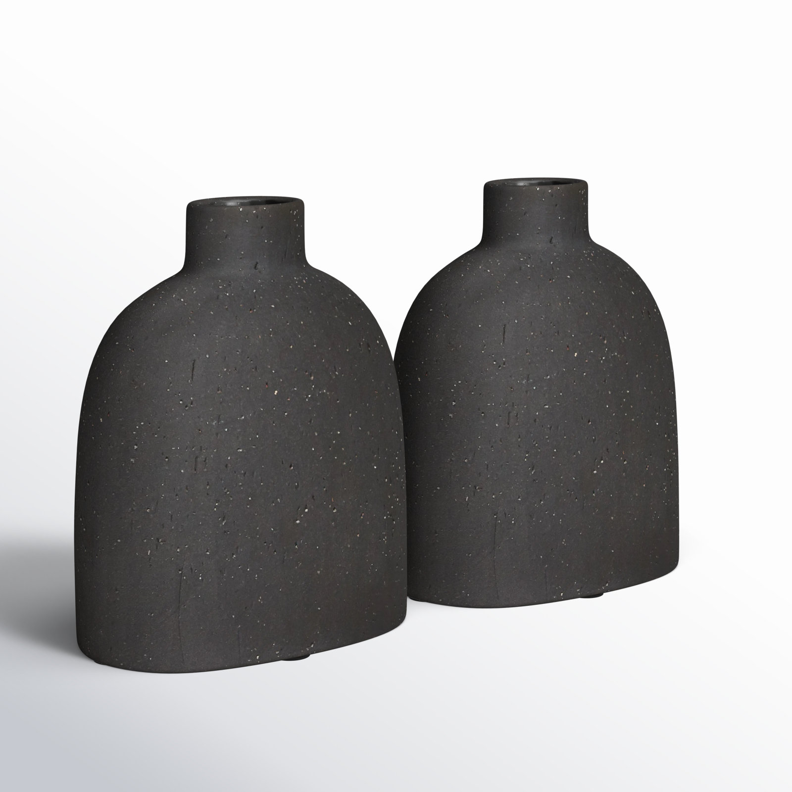 Handmade Ceramic Table Vase, 4.25" H x 3.5" W x 2" D, Black