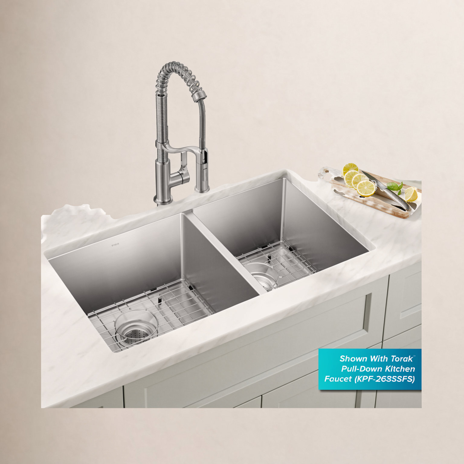 Standart PRO™ Undermount Double Bowl Sink, 10"H x 19"W x 32.75"L