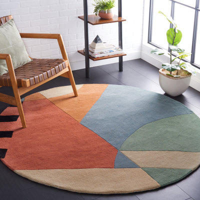 Tapis doré en laine touffeté à la main Abstract