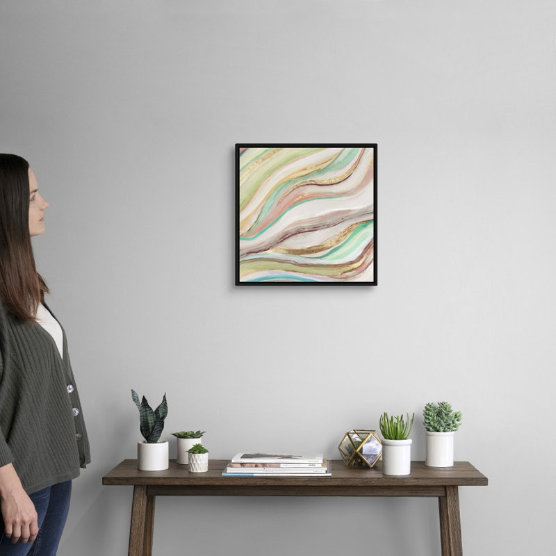 "Pastel Waves II" par Tom Reeves, reproduction d’art sur toile, H 18 po x l 18 po x 1,75 po, Cadre noir