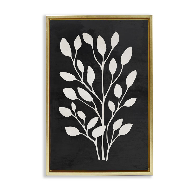 Botanical Leaf Whispers Floating Frame, design by Andrea Haase, 31" H x 21" W, Metallic Gold Floater Frame