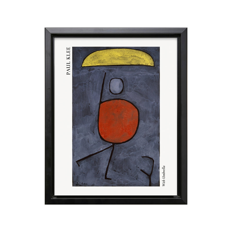 Paul Klee - avec un parasol, Cadre noir, Canevas, H 11 po x l 14 po
