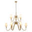 Traditional 9-Light 2-Tier Chandelier with Beige Fabric Shade-1768533511