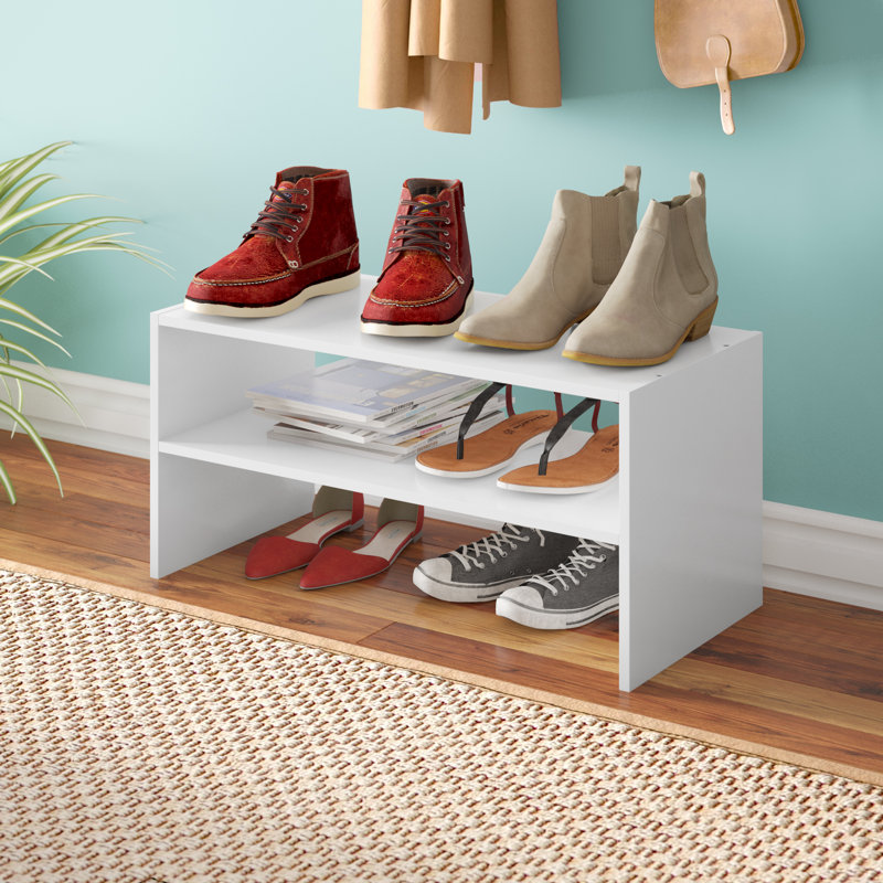 Whitman 9 Pair Stackable Shoe Rack, 11.61" H x 24" W x 11.61" D, White