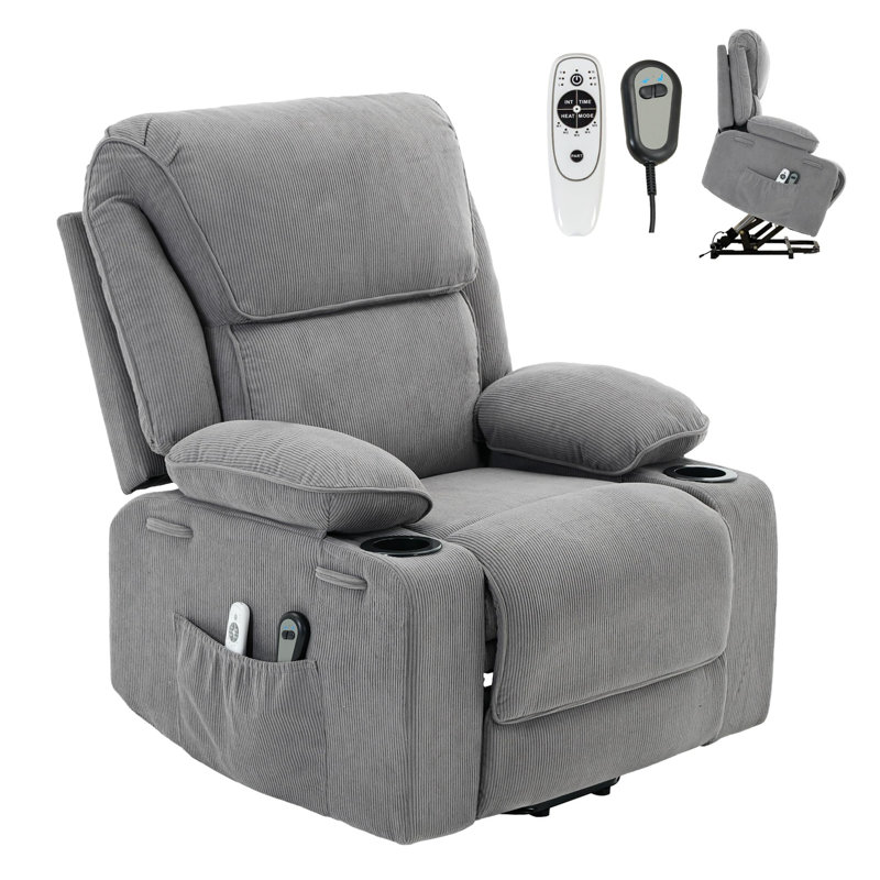 40'' W Electric Power Lift Recliner Chair Sofa With 8-point Massage, Remote-controlled Footrest & Heat, 3 Positions For Elderly & Adults