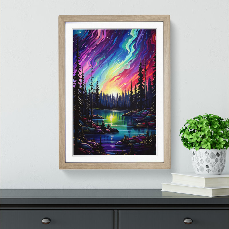 Single Picture Frame Print on Wood, Oak Framed, 34cm H x 25cm W