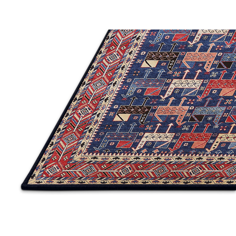 Tapis rouge / bleu Mustecaplioglu, Rectangle 7 pi x 10 pi