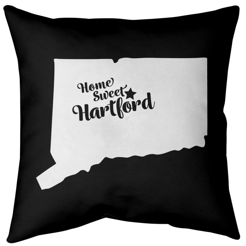 Reversible Throw Pillow, 30" H x 30" W, Black, Hartford/Connecticut