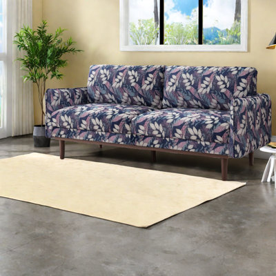 Modern Spacious Loveseat Sofa, Blue Polyester Couch For Living Room