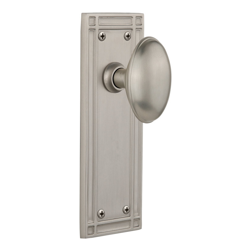 Mission Plate with Homestead Door Knob, Satin Nickel