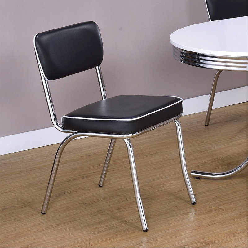 Ensemble de 2 chaises d'appoint rembourrées, noir et chrome