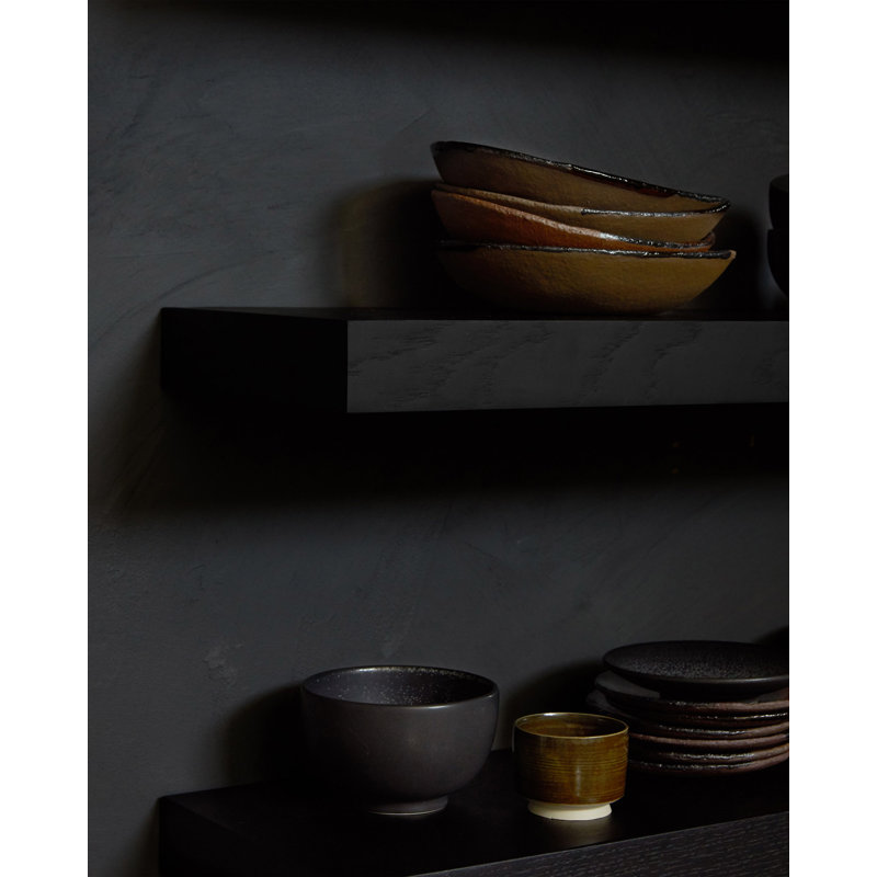 Wall Oak Solid Wood Floating Shelf, Oak Black, 2" H x 27.6" W x 8.7" D
