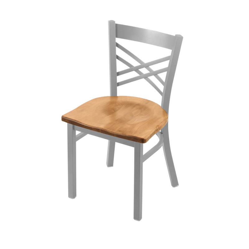 Catalina 18'' H Metal Side Chair, Anodized Nickel, Wood-Medium Maple