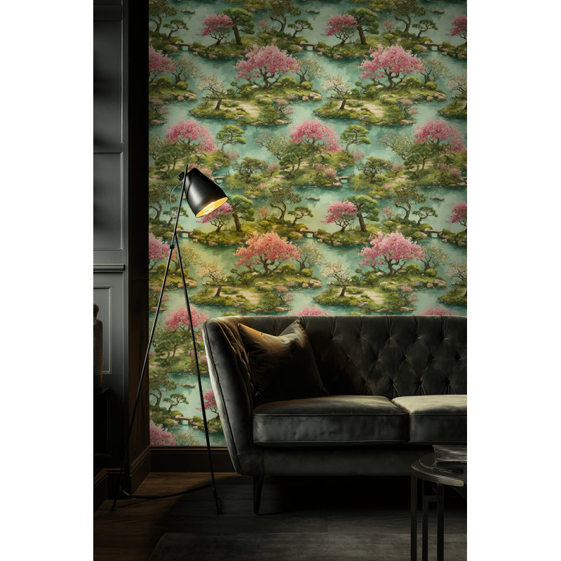 Papier peint cerisier en fleurs japonais
