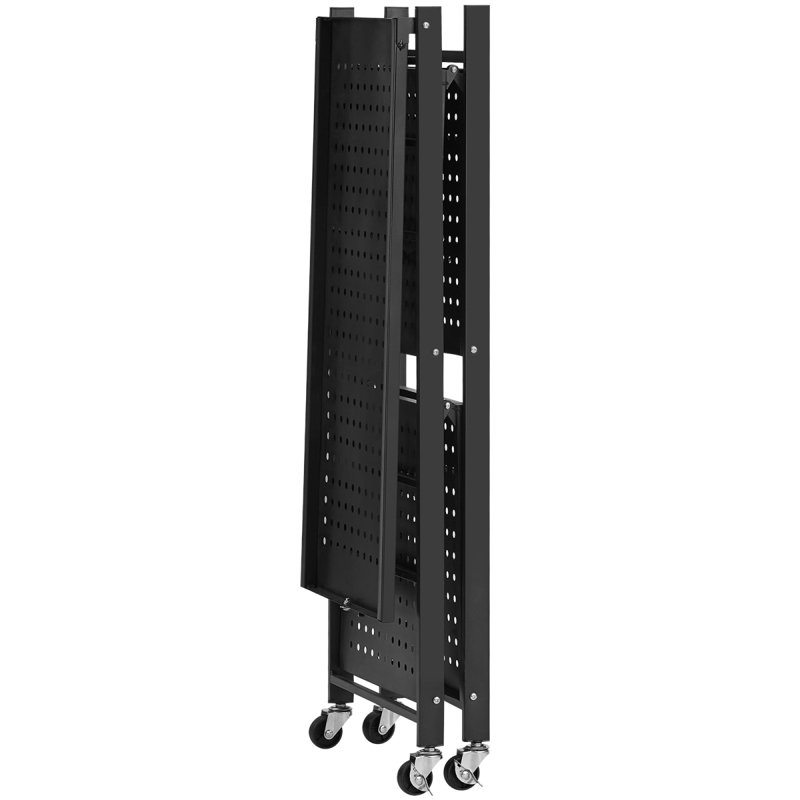 3-Tier Foldable Storage Shelf With Wheels 36-Inch Metal Shelving