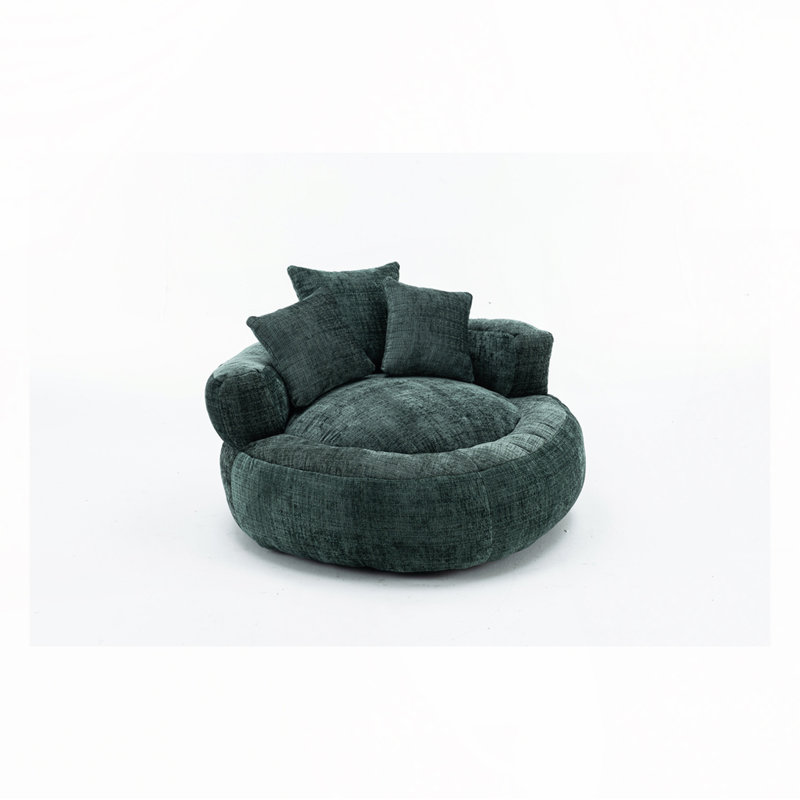 Chenille Cover Memory Foam Bean Bag Sofa Chairs, Olive Green Chenille