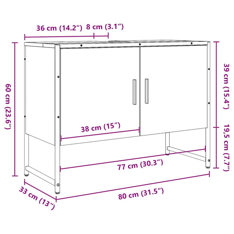 Nivi 80 mm Freestanding Single Vanity, Old Wood