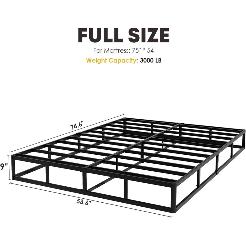 9 Inch Full Size Heavy Duty Metal Platform Bed Frame, 3000 lbs Capacity, Noise-Free Squeak Resistant, Easy Assembly, Black