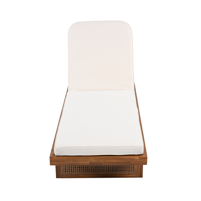 Finnell Patio Acacia Wood Chaise Lounge With PE Rattan & Cushions