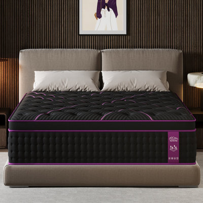 Matelas hybride mi-ferme de 30 cm (12 po) avec surmatelas Euro Top, ressorts ensachés et housse en tricot respirant, sans fibre de verre, livré dans une boîte