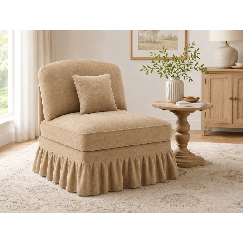 Canapé sans accoudoirs en chenille avec un coussin - café clair, Café clair