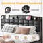Upholstered Bed Frame with Open Storage Headboard, Charging Station-202781862