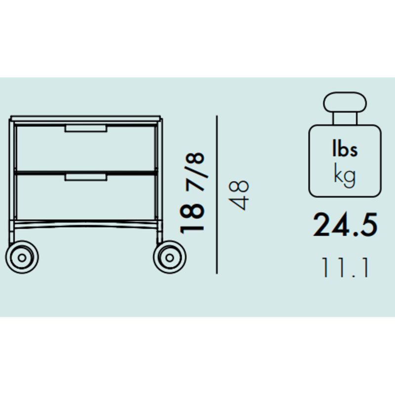 Mobil Drawer Storage, Translucent Cobalt, With Wheels, 6 Hi