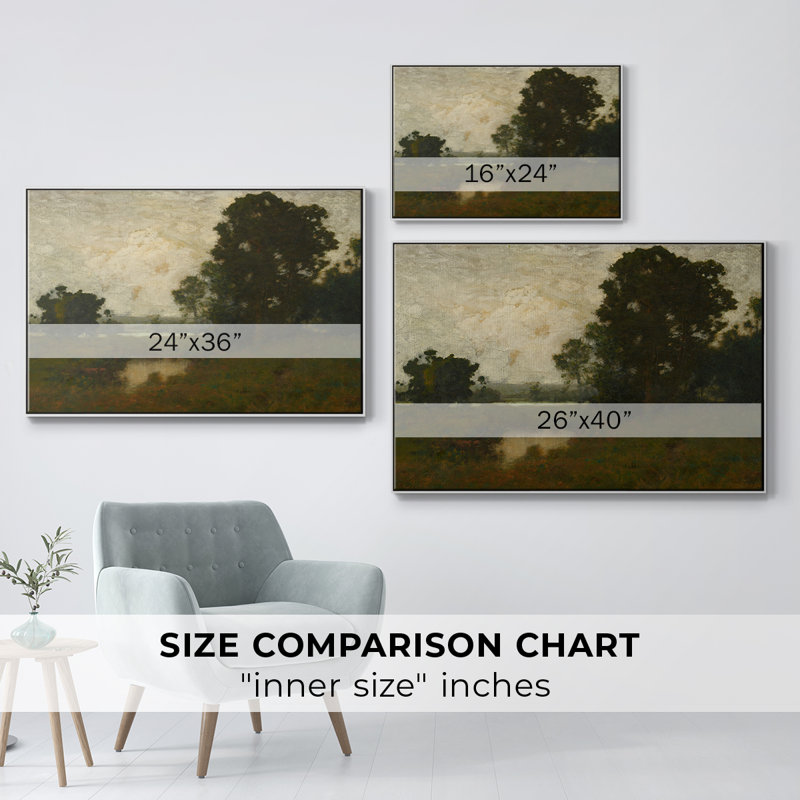 Paysage rétro - MIV, Toile encadrée flottée blanche, H 27 po x l 41 po x P 2 po