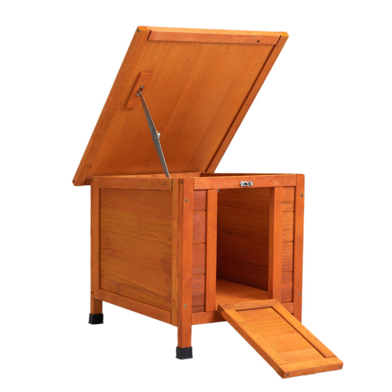 Cage d'extérieur résistante aux intempéries pour chat et lapin avec rampe amovible pour poulets, canards, petits animaux de compagnie - orange