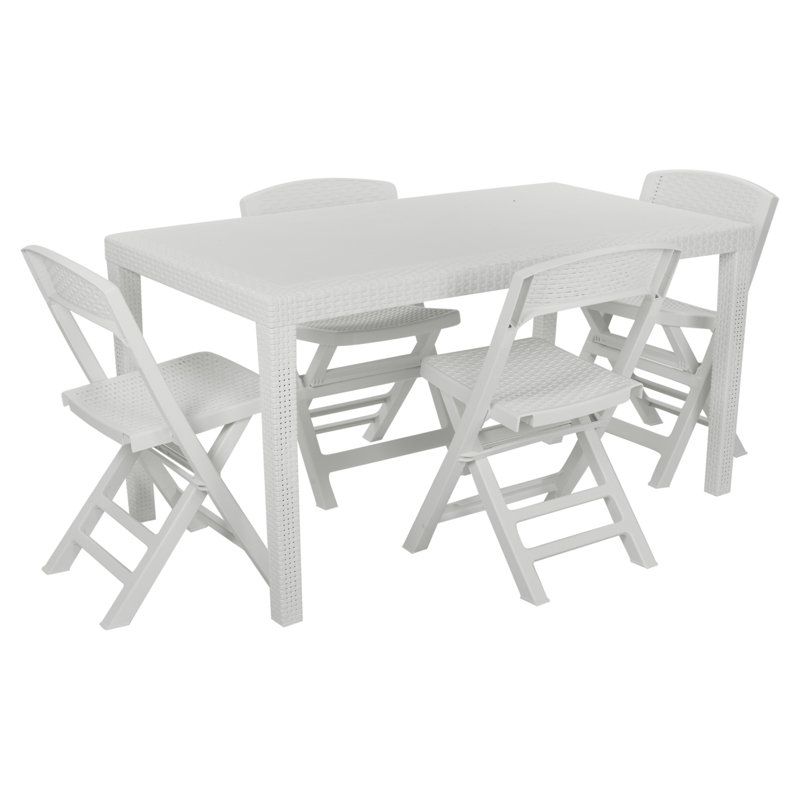 Windber Rectangular 138Cm L Outdoor Table Set, White, 4