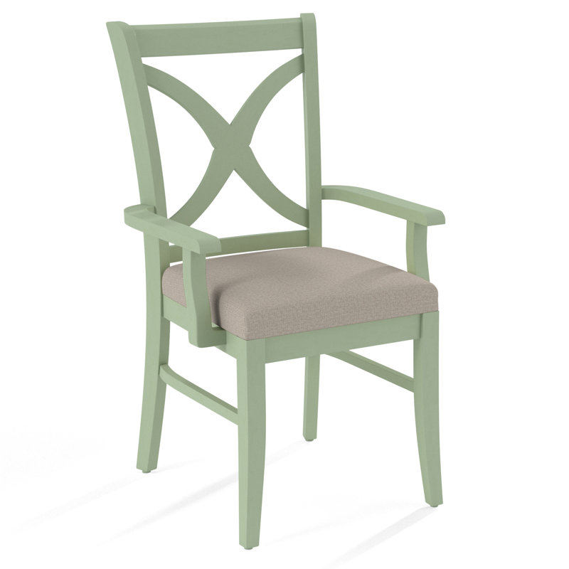 Hues Upholstered Arm Chair, Beige Performance Fabric; 0851-73, Celery Finish