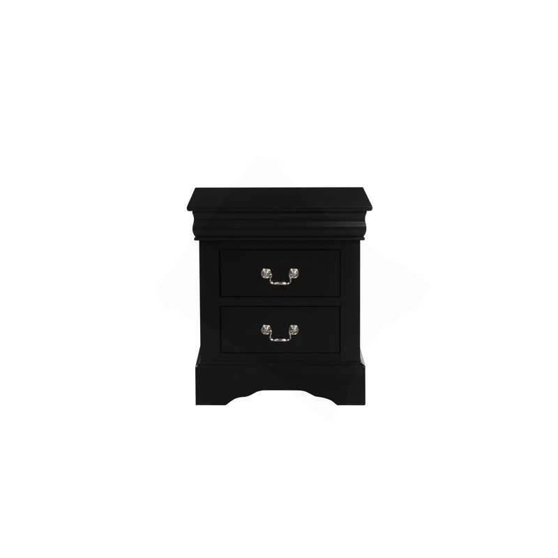 Louis Black Finish Philippe III Nightstand, Black