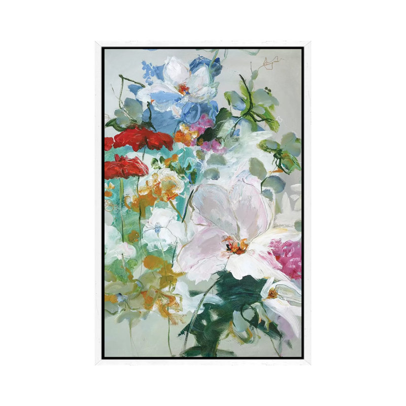 Flower Varity I - Painting on Canvas, 101.6cm H x 66.04cm W x 3.81cm D, White Framed