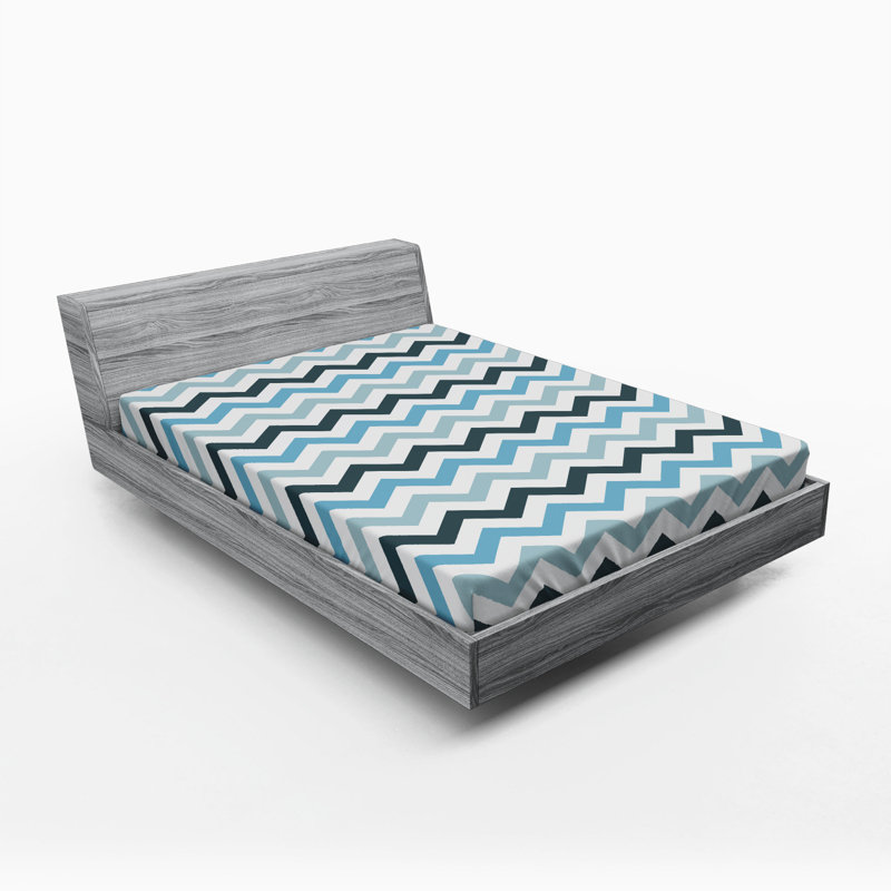 Microfiber Chevron Fitted Sheet, Black Chevron 1, Full Fitted Sheet