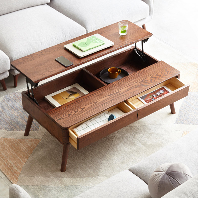 Center Table Low Table 100% Solid Wood Top Plate Desk Coffee Table Study Desk Work From Home Easy To Assemble Color Wood With Storage Shelf