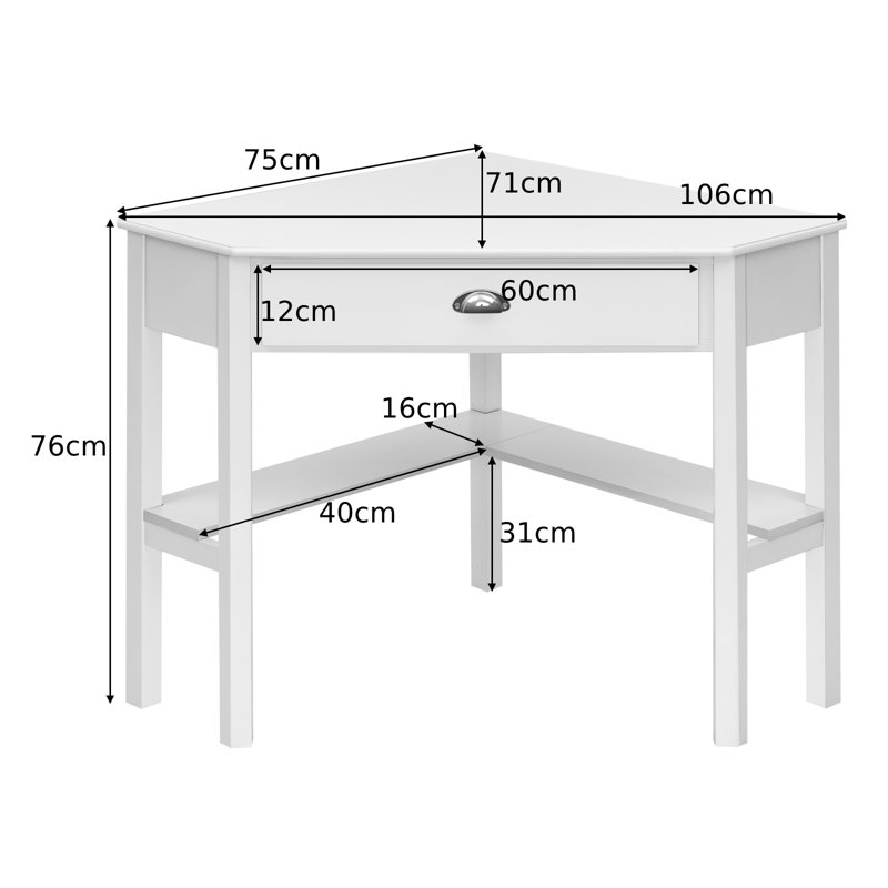 Fedde Corner Computer Desk, Brown, White