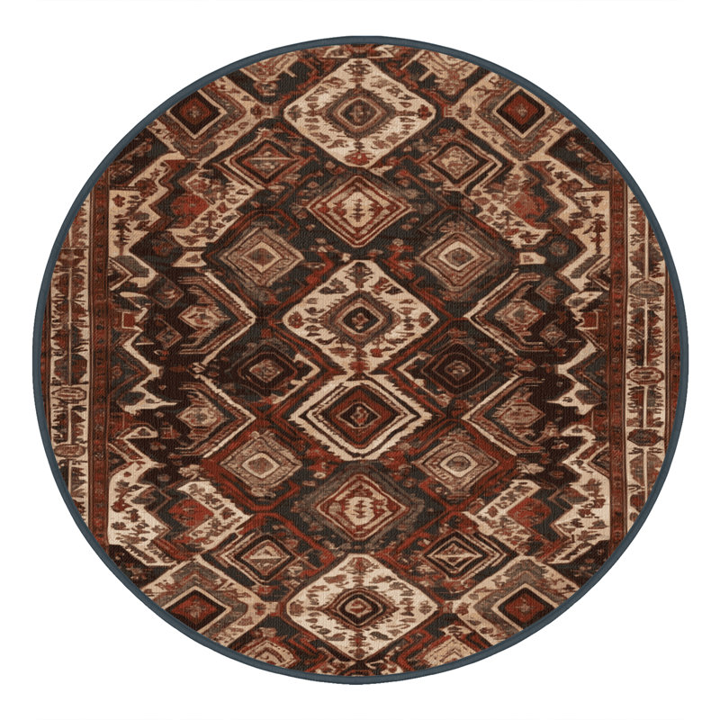 Tapis brun lavable à la machine, Rond 7 pi