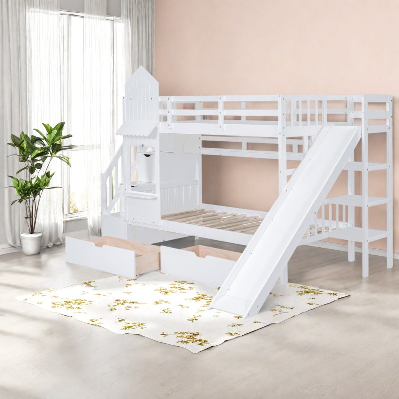 Lits modernes avec rangement, glissade simple en bois massif pour chambre d'enfant