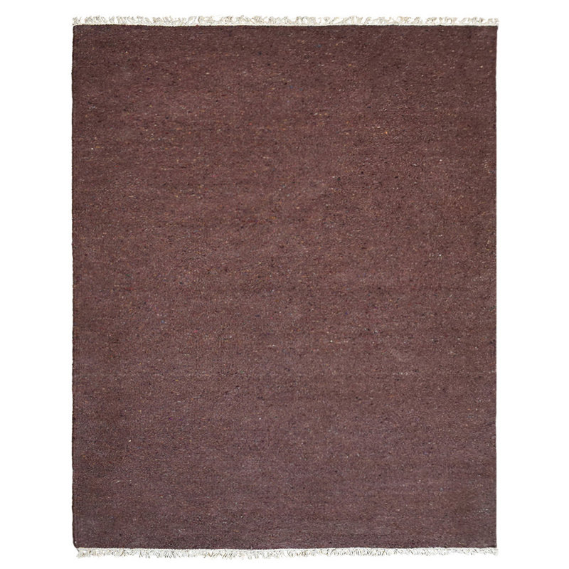 Tapis d'intérieur brun en coton et polyester tissé à la main, Rectangulaire 3 pi x 5 pi