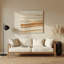 Art mural horizontal rayé en métal brun clair beige et blanc-97967282