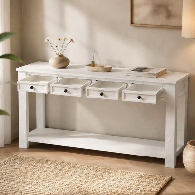 Console Table/Sofa Table with Storage Drawers and Bottom Shelf for Entryway Hallway