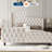 Modern King Size Bed Frame with 51'' Tall Wingback Headboard, Deep Button Tufted Soft Fabric Upholstered Bed, Noise-Free Wood Slats, No Box Spring Needed, White-531703749-531703751