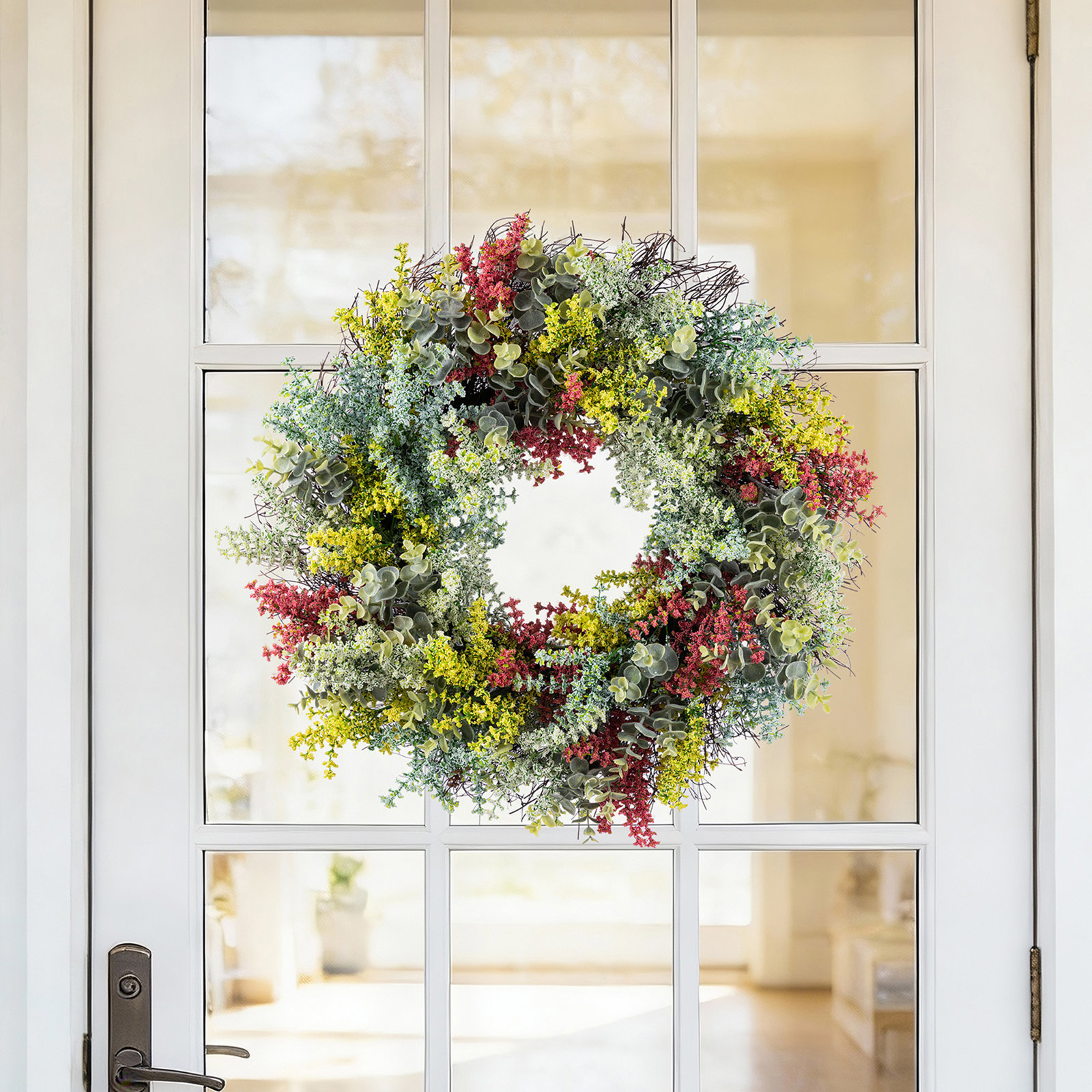 24" D Floral Wreath, Mixed Floral Eucalyptus