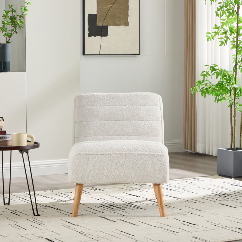 Chaise d'appoint rembourrée Mordern, Ivoire ivoire